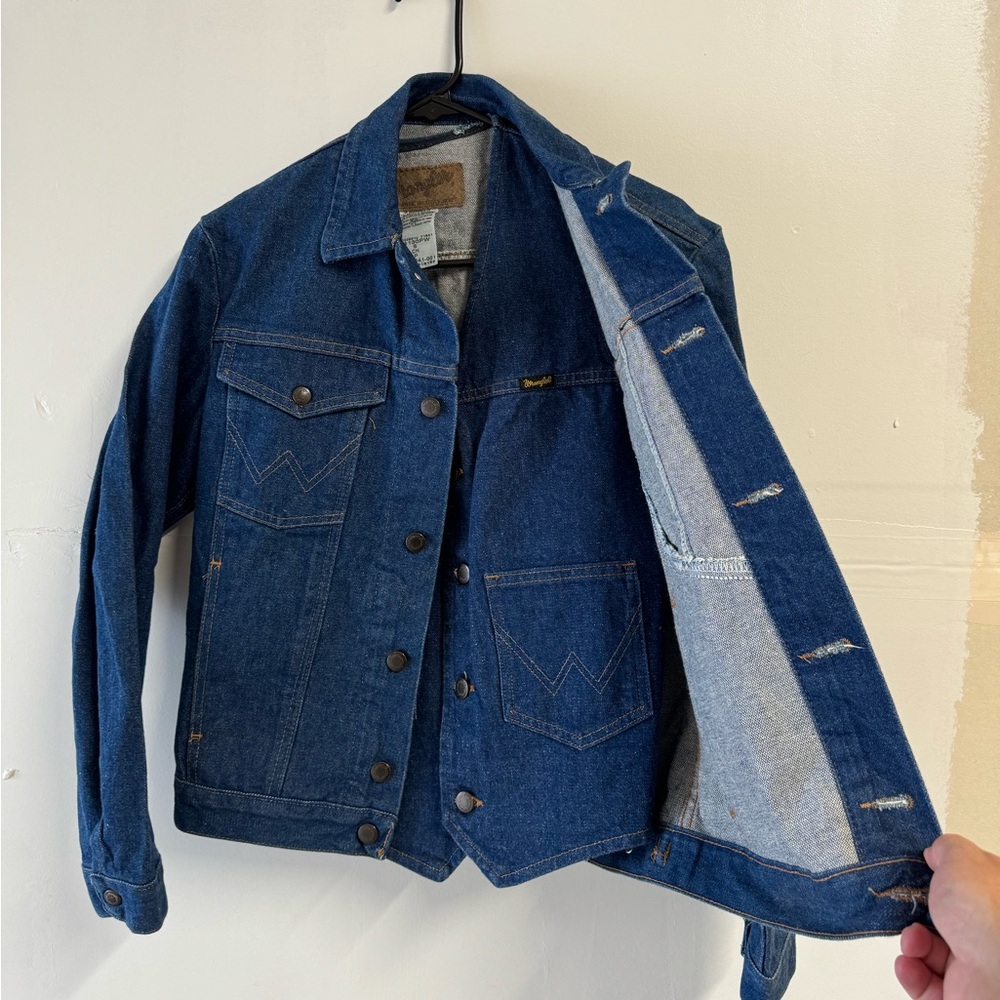 **COMBO** WRANGLER Blue Jean Vest & Blue Jean Jacket, Size SMALL